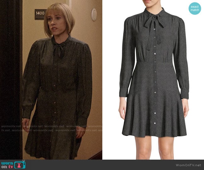 Rebecca Taylor Tie-Neck Sprinkle-Dot Silk Dress worn by Catherine Meyer (Sarah Sutherland) on Veep