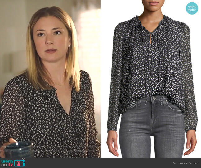 Rebecca Taylor Long-Sleeve Mini Cheetah-Print Silk Top worn by Nicolette Nevin (Emily VanCamp) on The Resident