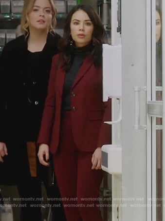 Mona’s burgundy suit on Pretty Little Liars The Perfectionists
