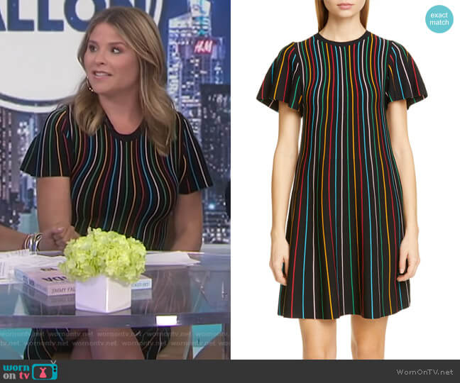 RED Valentino Rainbow Stripe Shift Dress worn by Jenna Bush Hager on Today