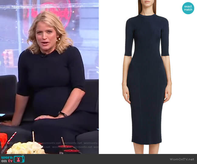 Victoria Beckham Rib Knit Dress worn by Sara Haines on Good Morning America