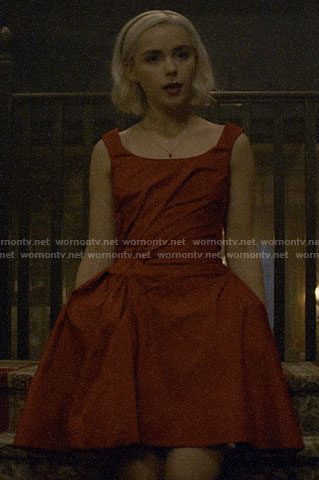 Sabrina’s red dance dress on Chilling Adventures of Sabrina