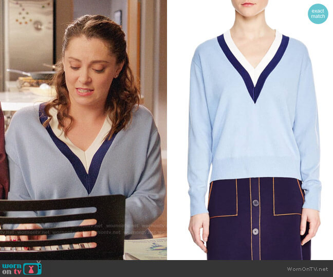 Sandro Nael Sweater worn by Rebecca Bunch (Rachel Bloom) on Crazy Ex-Girlfriend