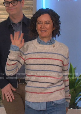 Sara’s white striped sweater on The Talk