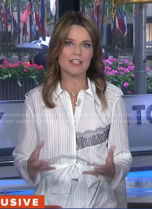 Savannah’s white striped shirtdress on Today
