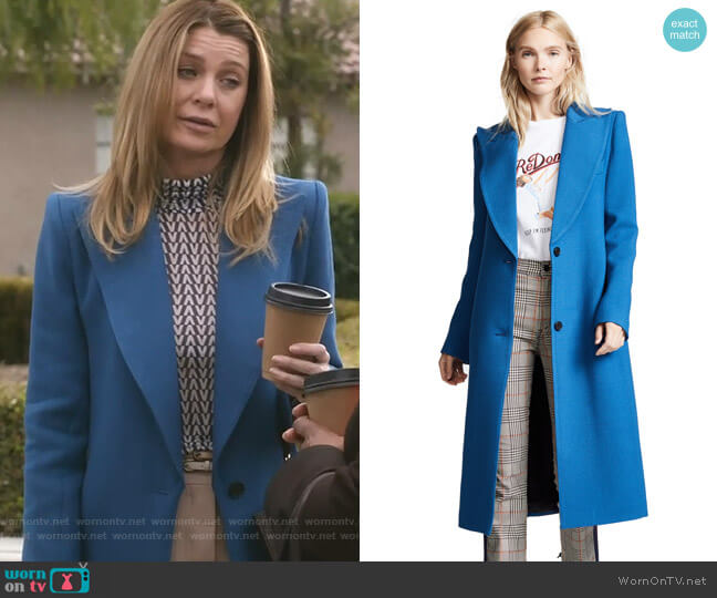 Smythe Peaked Lapel Coat worn by Meredith Grey (Ellen Pompeo) on Greys Anatomy