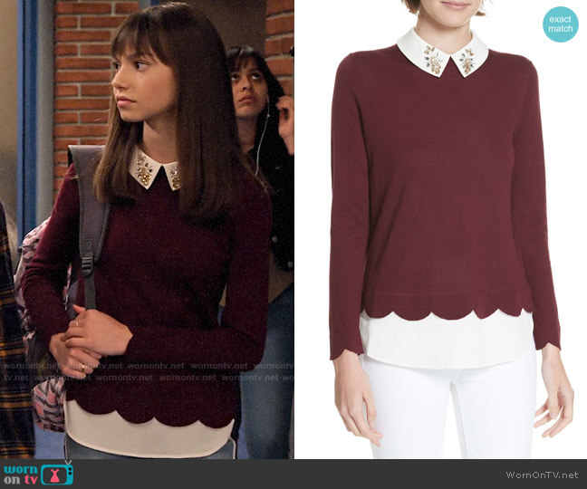 Ted Baker Suzaine Sweater in Mulberry worn by Molly (Lauren Lindsey Donzis) on No Good Nick