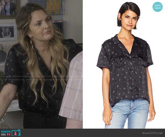 The Kooples Floral Blouse with Open Collar worn by Sheila Hammond (Drew Barrymore) on Santa Clarita Diet