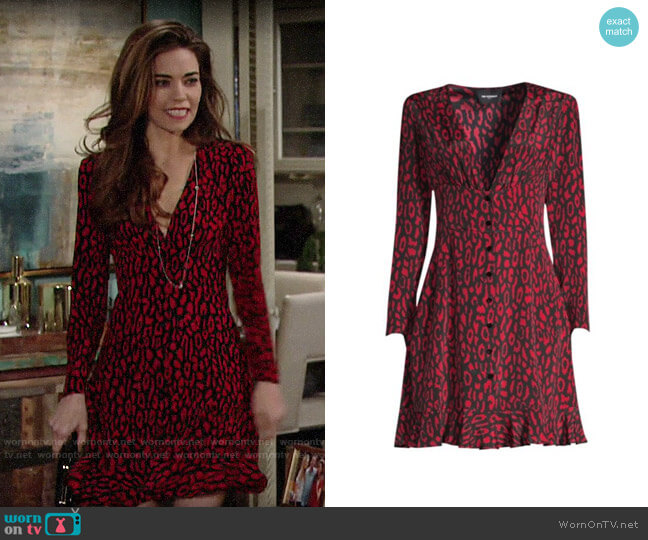 The Kooples Animal Print A-Line Dress worn by Victoria Newman (Amelia Heinle) on The Young and the Restless