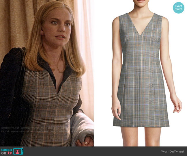 Theory Easy V-Neck Plaid Shift Dress worn by Amy Brookheimer (Anna Chlumsky) on Veep