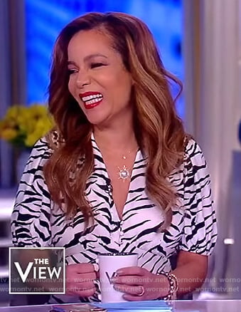 Sunny’s white tiger stripe dress on The View
