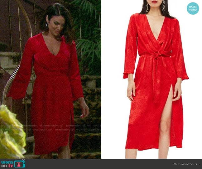 Topshop Snake Jacquard Knot Midi Dress worn by Chloe Lane (Nadia Bjorlin) on Days of our Lives