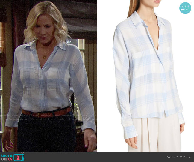 Vince Heathered Plaid Top worn by Brooke Logan (Katherine Kelly Lang) on The Bold and the Beautiful