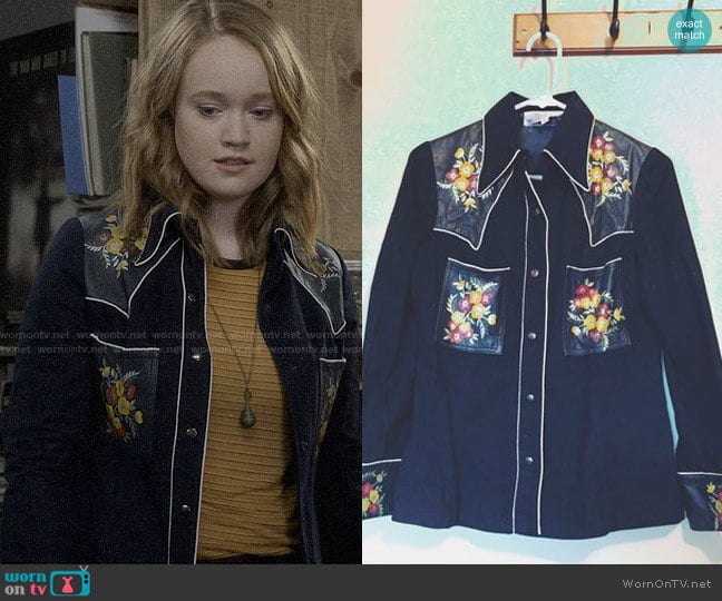 Roncelli - Vintage Western Leather Floral Shirt worn by Abby Hammond (Liv Hewson) on Santa Clarita Diet