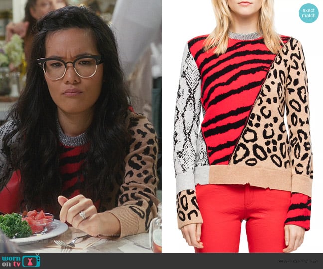 Zadig & Voltaire Delly Animal-Print Sweater worn by Doris (Ali Wong) on American Housewife