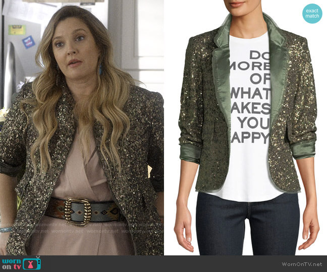 Zadig & Voltaire Verys Sequined Blazer worn by Sheila Hammond (Drew Barrymore) on Santa Clarita Diet