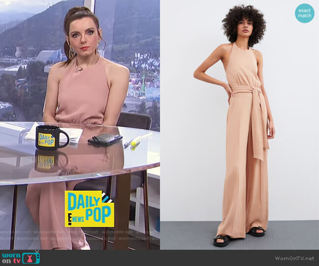 Zara Long Rustic Jumpsuit worn by Melanie Bromley on E! News