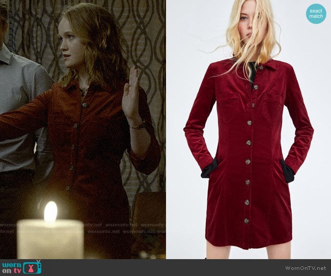 Zara Corduroy Dress worn by Abby Hammond (Liv Hewson) on Santa Clarita Diet