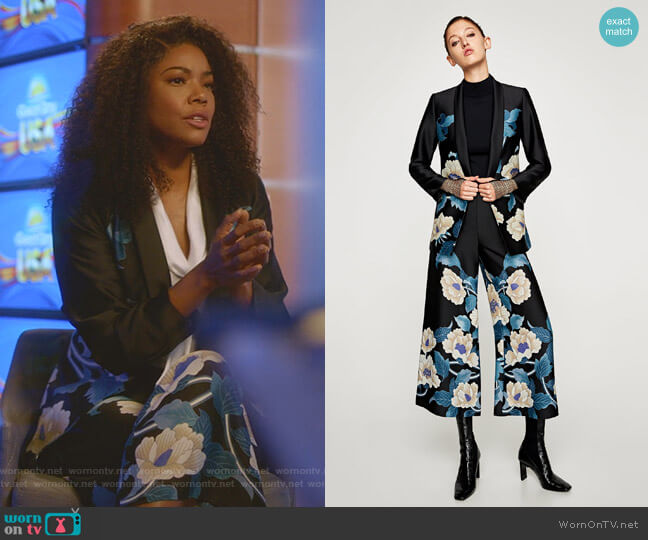 Zara Floral Print Culottes worn by Mary Jane Paul (Gabrielle Union) on Being Mary Jane