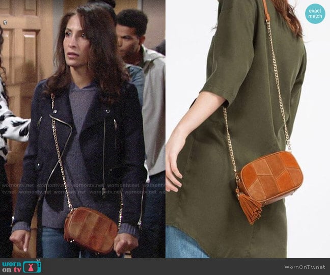 Zara Mini Suede Crossbody Bag worn by Lily Winters (Christel Khalil) on The Young and the Restless