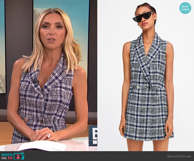 Zara Plaid Tweed Vest worn by Giuliana Rancic on E! News