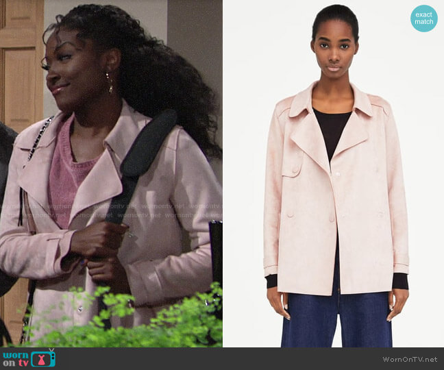 Zara Short Faux Suede Trench Coat worn by Ana Hamilton (Loren Lott) on The Young and the Restless