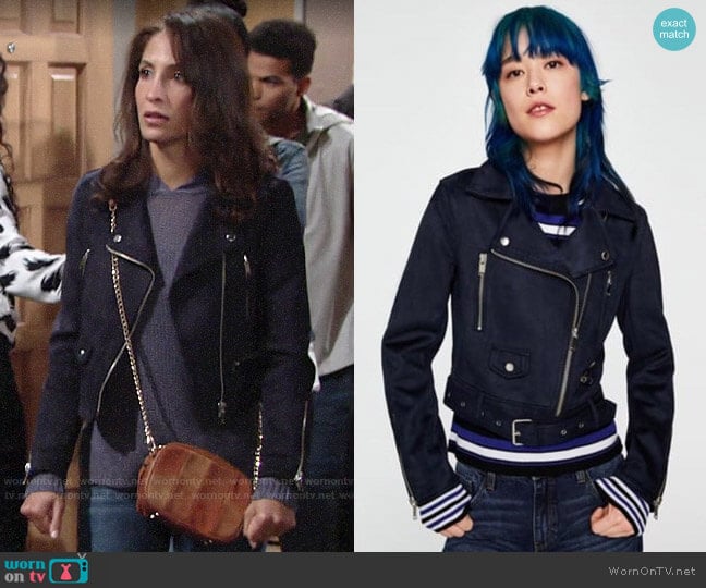 Zara Suede Biker Jacket worn by Lily Winters (Christel Khalil) on The Young and the Restless
