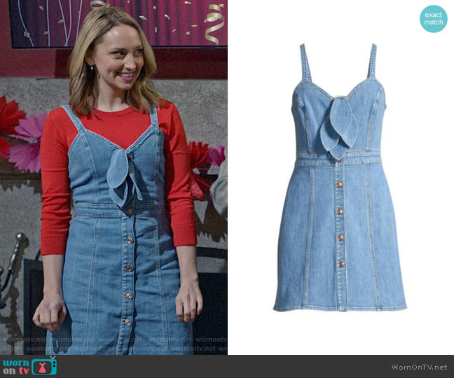 7 For All Mankind Double Bow Tie-Front Denim Dress
