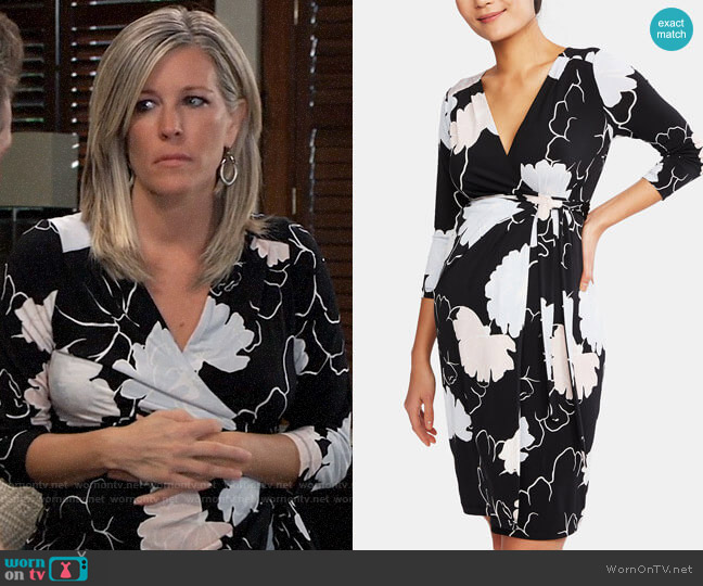A Pea in the Pod Maternity Printed Wrap Dress worn by Carly Spencer (Laura Wright) on General Hospital