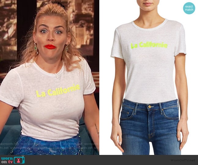 A.L.C. La Californie Linen Tee worn by Busy Philipps on Busy Tonight