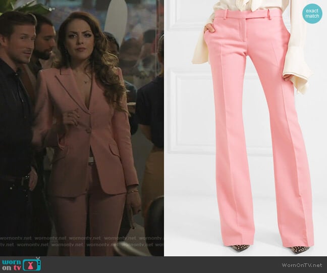 Alexander McQueen Flared Trousers worn by Fallon Carrington (Elizabeth Gillies) on Dynasty