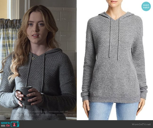 Aqua Honeycomb Hooded Sweater worn by Allie Pressman (Kathryn Newton) on The Society