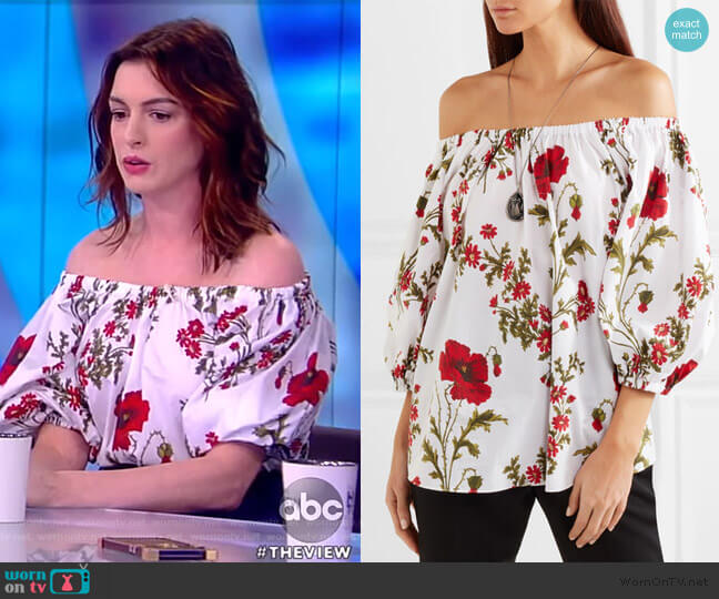 Alexander McQueen Off-the-shoulder floral-print top