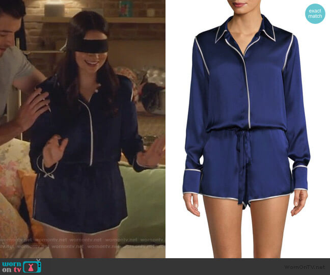 Alexis Lareyne Twist Silk Pajama Romper worn by Jane Sloan (Katie Stevens) on The Bold Type
