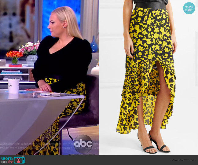 Alice + Olivia Sueann Silk Ruffle Midi Skirt worn by Meghan McCain on The View