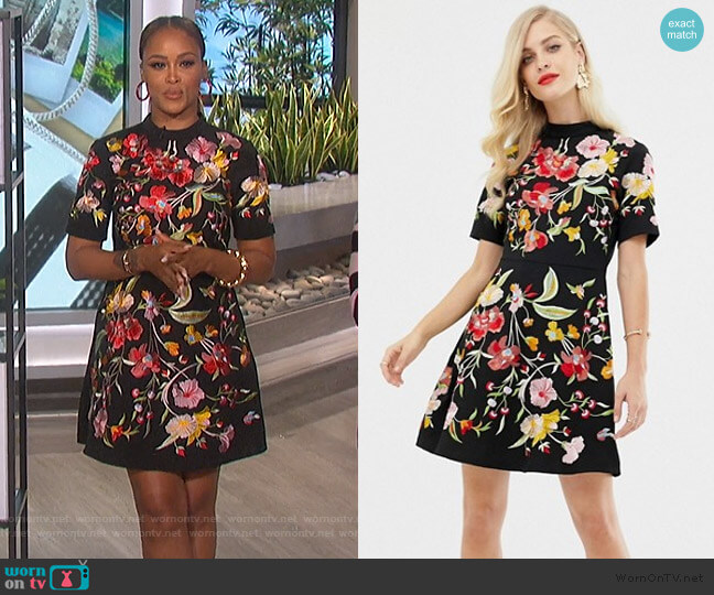 ASOS Embroidered Mini Dress worn by Eve on The Talk