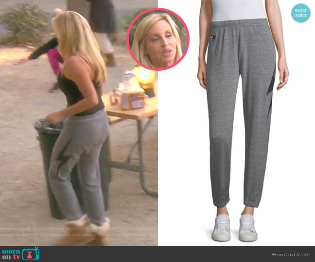 Aviator Nation Bolt Sweatpants worn by Camille Grammer on The Real Housewives of Beverly Hills