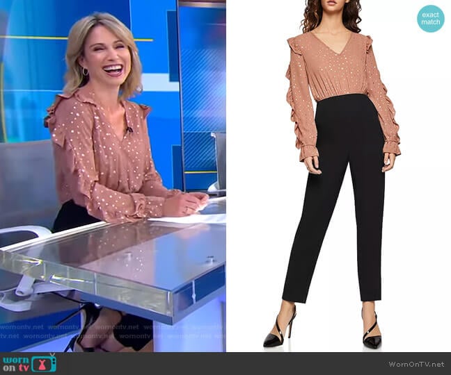 BCBGeneration Metallic Star Bodice Jumpsuit worn by Amy Robach on Good Morning America