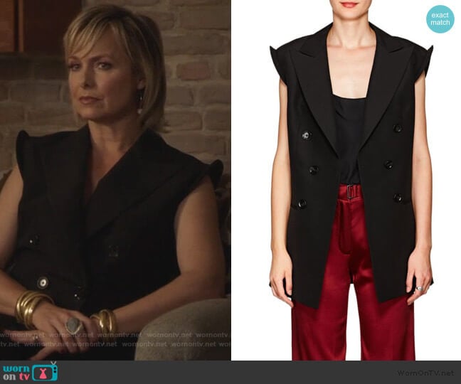 Akira Naka Double Breasted Silk Vest worn by Jacqueline (Melora Hardin) on The Bold Type