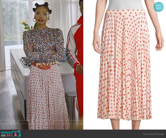 Beatrice B Star Print Pleated Skirt worn by Monica Colby (Wakeema Hollis) on Dynasty