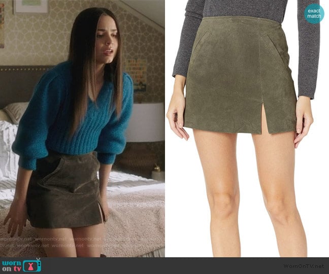 Blank NYC Herb Skirt worn by Ava Jalali (Sofia Carson) on Pretty Little Liars The Perfectionists