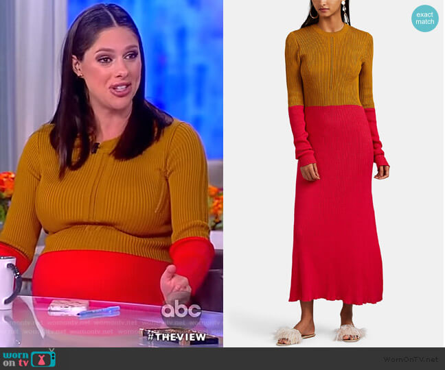 Cedric Charlier Colorblocked Cotton Sweaterdress worn by Abby Huntsman on The View