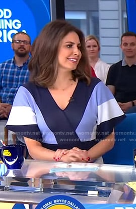 Cecilia’s blue striped wrap dress on Good Morning America
