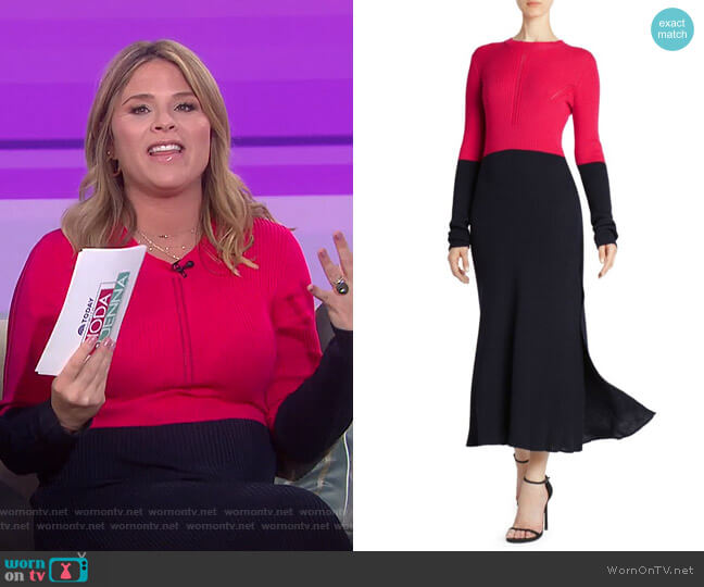 Cedric Charlier Colorblock Rib-Knit Dress worn by Jenna Bush Hager on Today