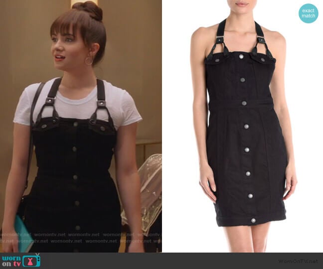 Cedric Charlier Denim Harness Mini Dress worn by Jane Sloan (Katie Stevens) on The Bold Type