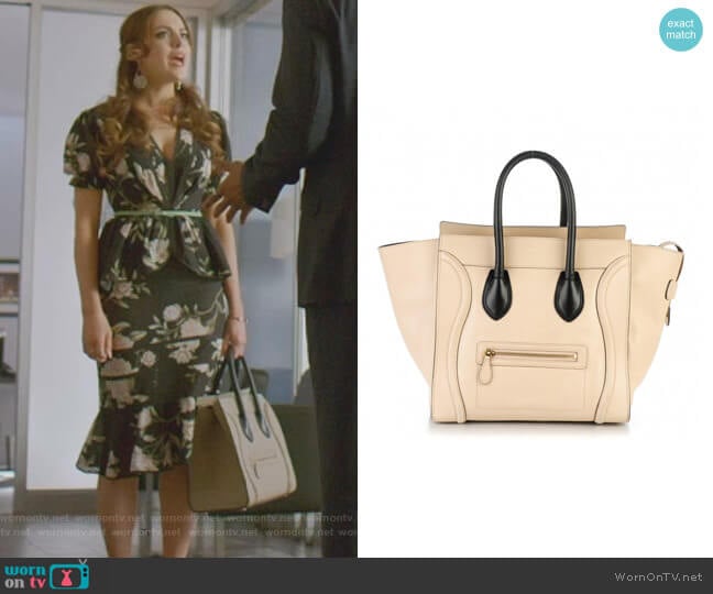 Celine Satin Calfskin Mini Luggage worn by Fallon Carrington (Elizabeth Gillies) on Dynasty