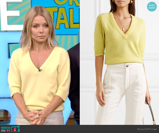 Chloe Cashmere Sweater worn by Kelly Ripa on Live with Kelly and Mark