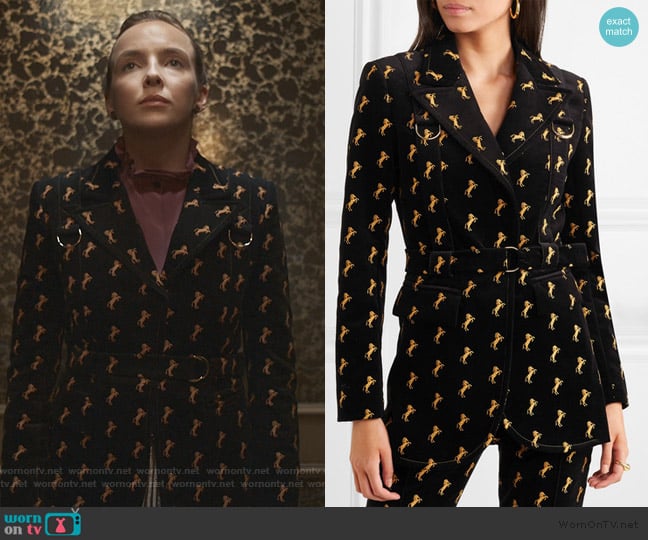 Chloe Embroidered cotton-blend velvet blazer worn by Villanelle (Jodie Comer) on Killing Eve
