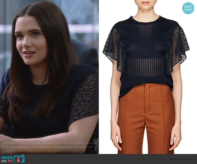 Chloe Knit & Lace Top worn by Jane Sloan (Katie Stevens) on The Bold Type