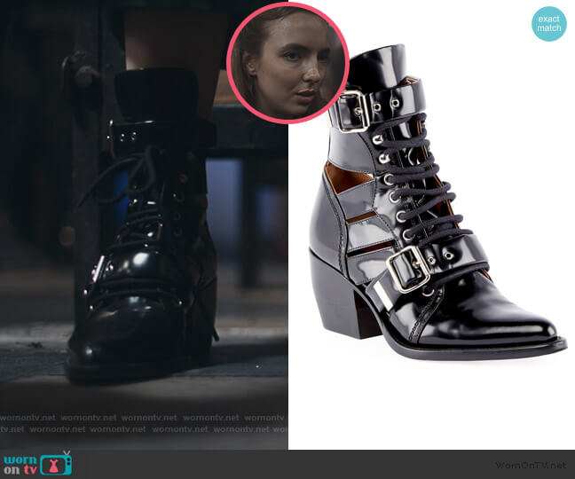 Chloe Rylee Lace-Up Box Calf Boot worn by Villanelle (Jodie Comer) on Killing Eve